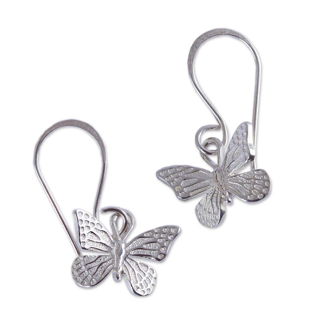 Sterling Silver Butterfly Dangle Earrings - Perfect Monarch