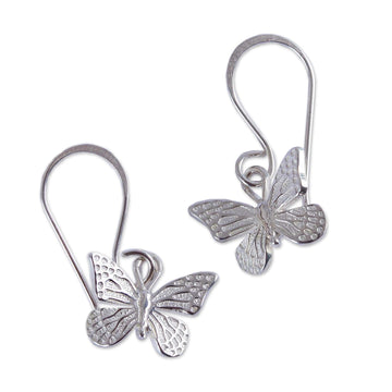 Sterling Silver Butterfly Dangle Earrings - Perfect Monarch