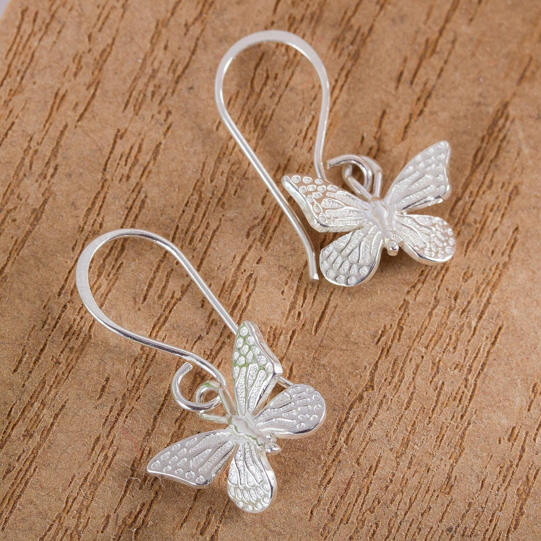 Sterling Silver Butterfly Dangle Earrings - Perfect Monarch