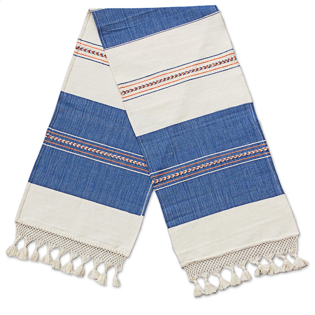 Artisan Crafted 100% Cotton Striped Table Runner from Mexico - Striped Elegance