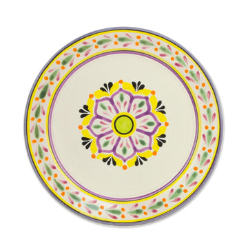 Purple and Yellow Majolica Ceramic Dinner Plates (Pair) - Mexican Lavender