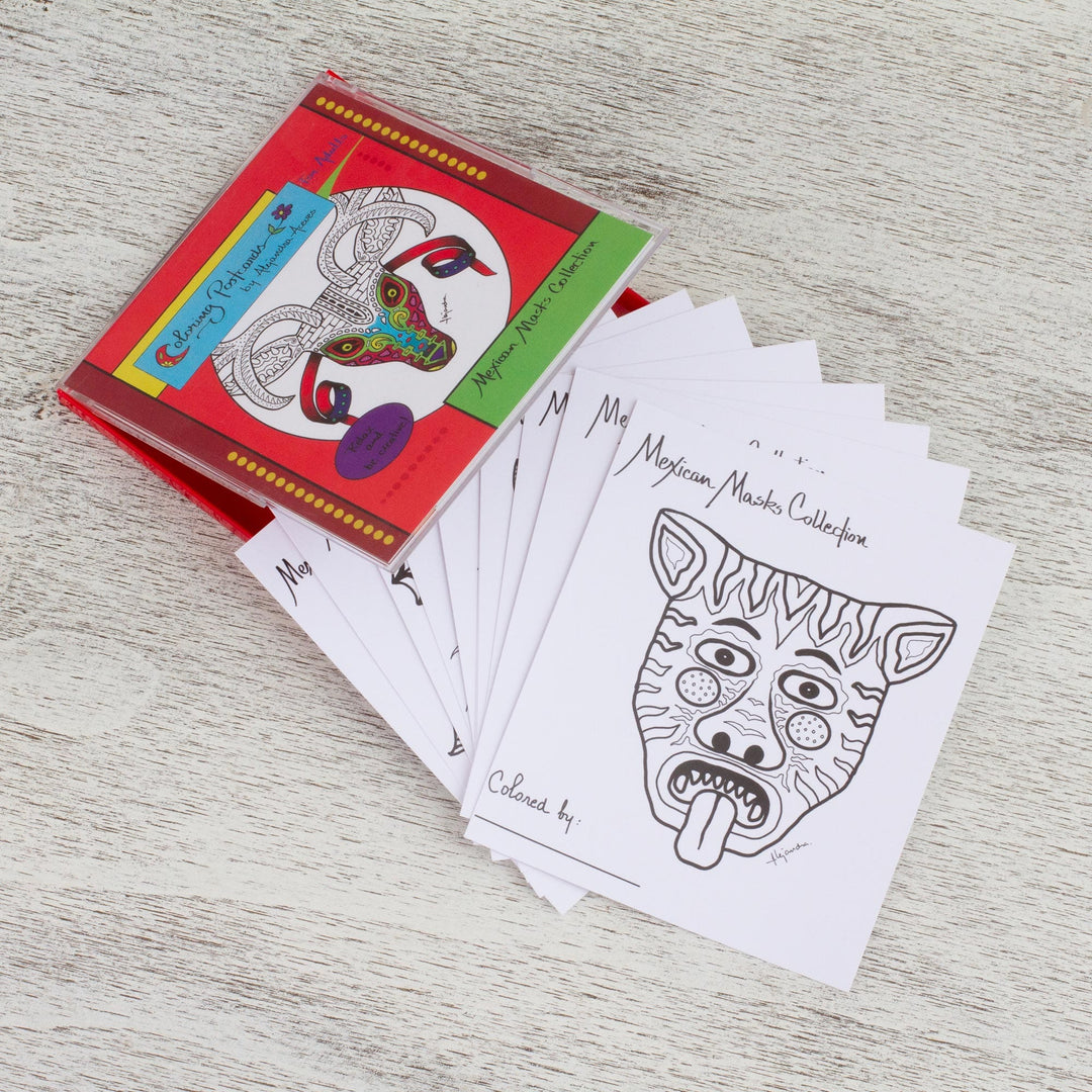Coloring Postcards - Set of 10 - Mexican Masks Collection