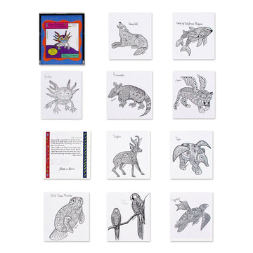 Gift Idea 10 Coloring Postcards of Mexican Animal Alebrijes - Alebrije Collection