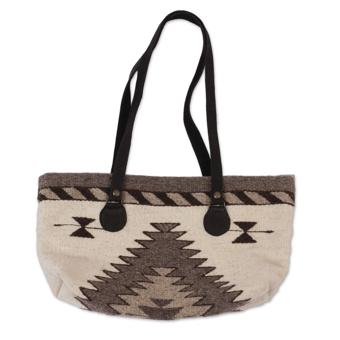 Wool Tote Handbag - Natural Gems in Antique White