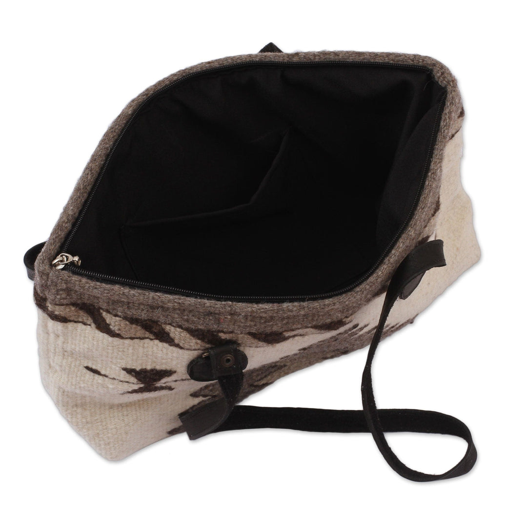 Wool Tote Handbag - Natural Gems in Antique White