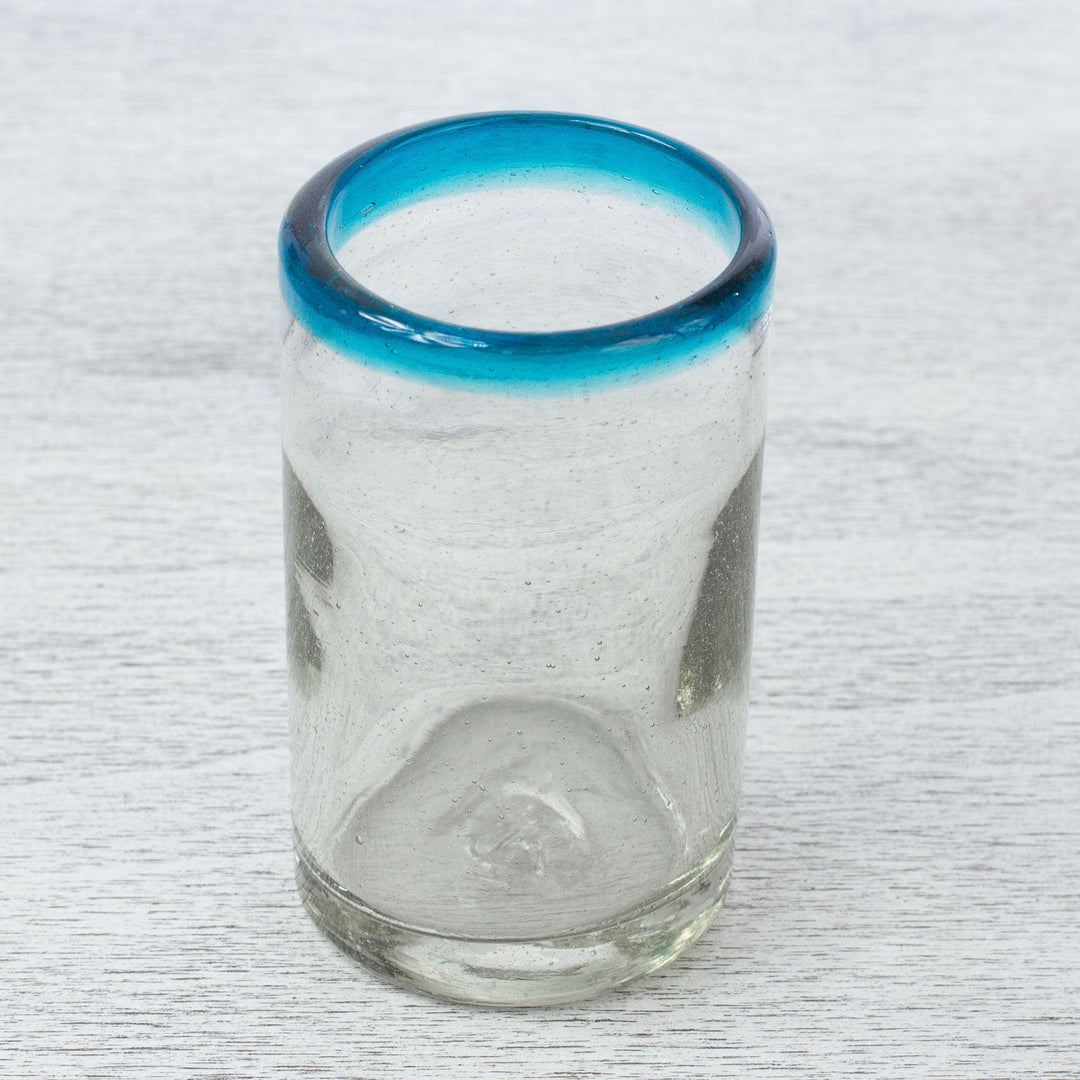Handblown Recycled Glass High Ball Glasses 8 oz - Aquamarine Kiss – GlobeIn