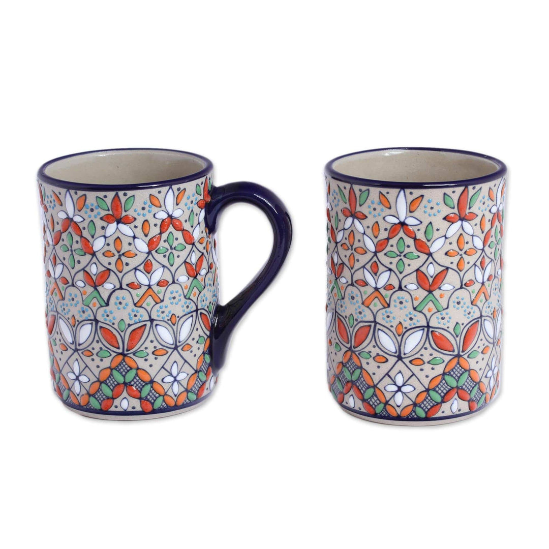Multicolored Ceramic Mug Crafted in Mexico - Playful Flora