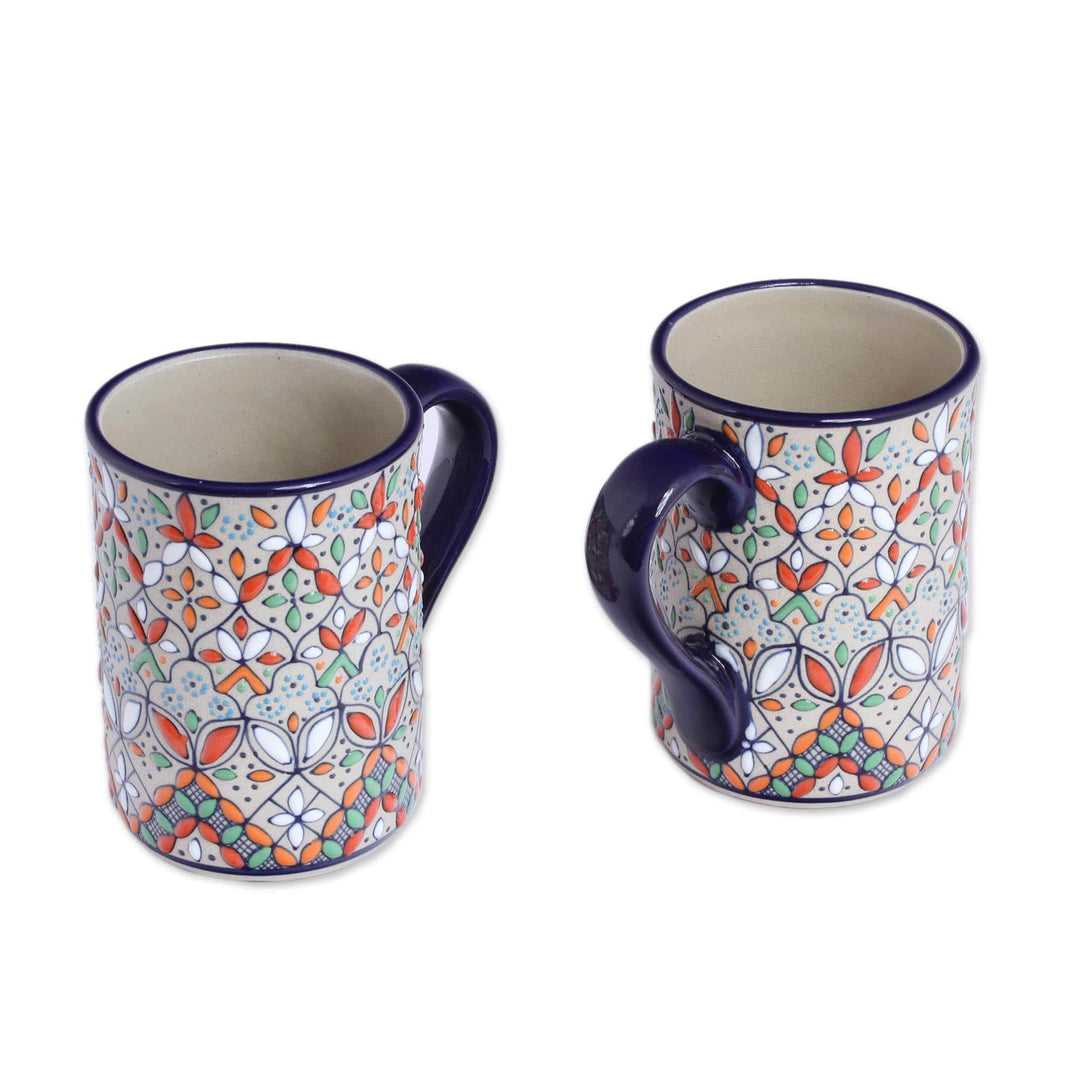 Multicolored Ceramic Mug Crafted in Mexico - Playful Flora