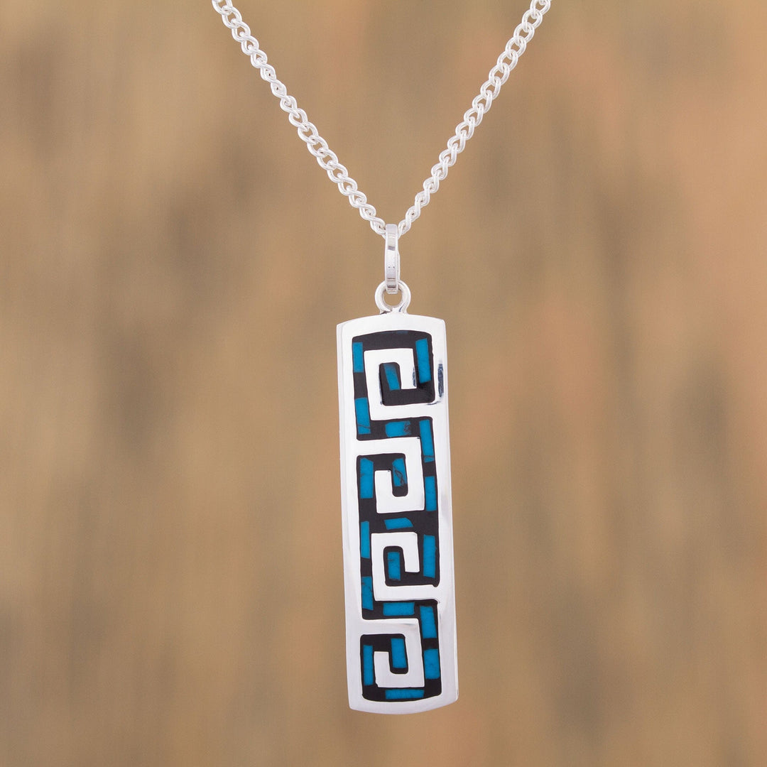 Turquoise Wave Motif Pendant Necklace - Ocean Waves