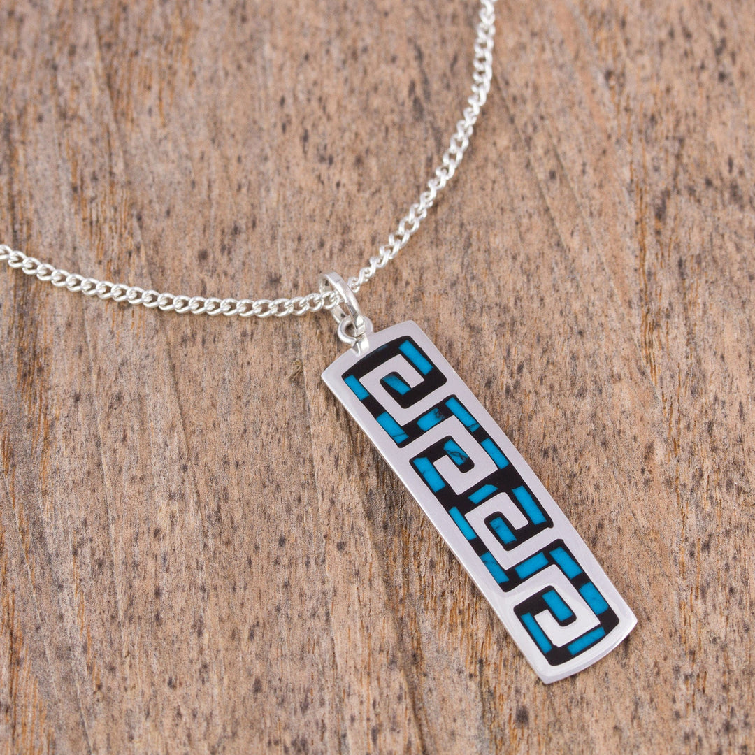 Turquoise Wave Motif Pendant Necklace - Ocean Waves