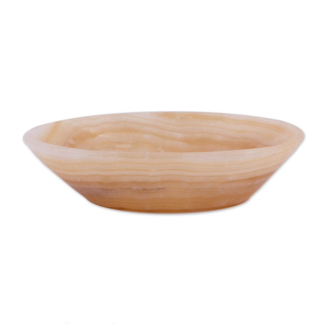 Handmade Onyx Decorative Bowl with Brown Lines - Brown Layers