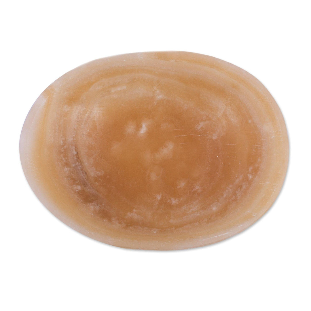 Handmade Onyx Decorative Bowl with Brown Lines - Brown Layers