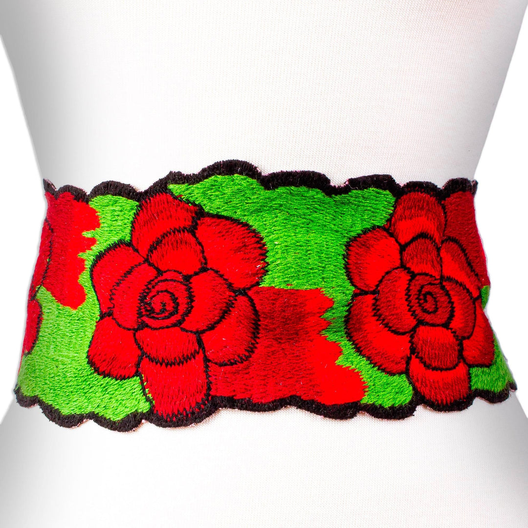100% Cotton Tie Belt - Fiesta Roses
