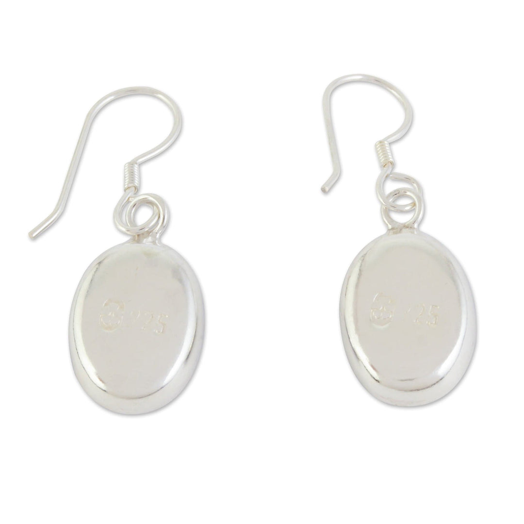 Oval Dangle Earrings - Three Flowers