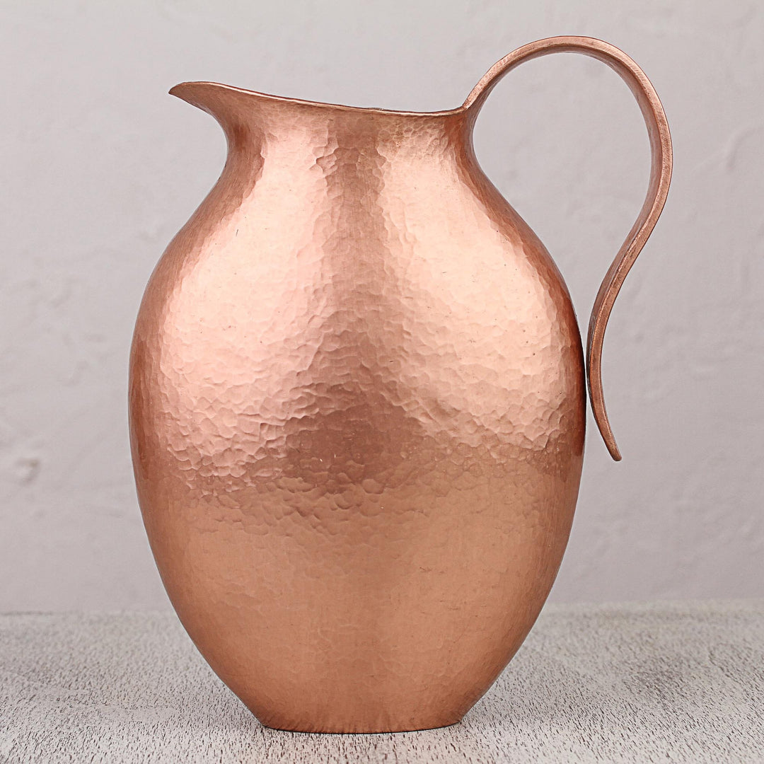 Handcrafted Hammered Copper Decorative Pitcher - Timeless Aura