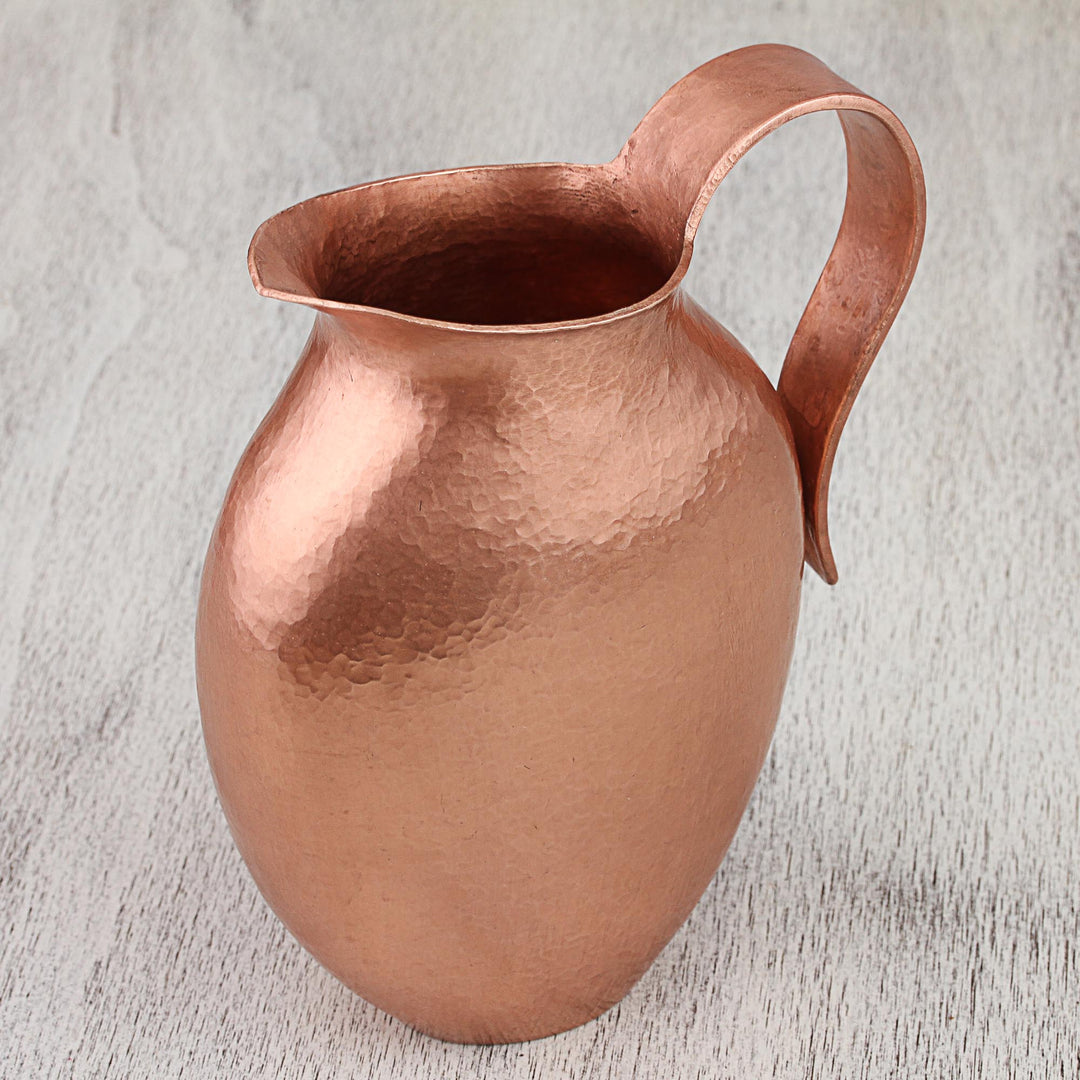 Handcrafted Hammered Copper Decorative Pitcher - Timeless Aura