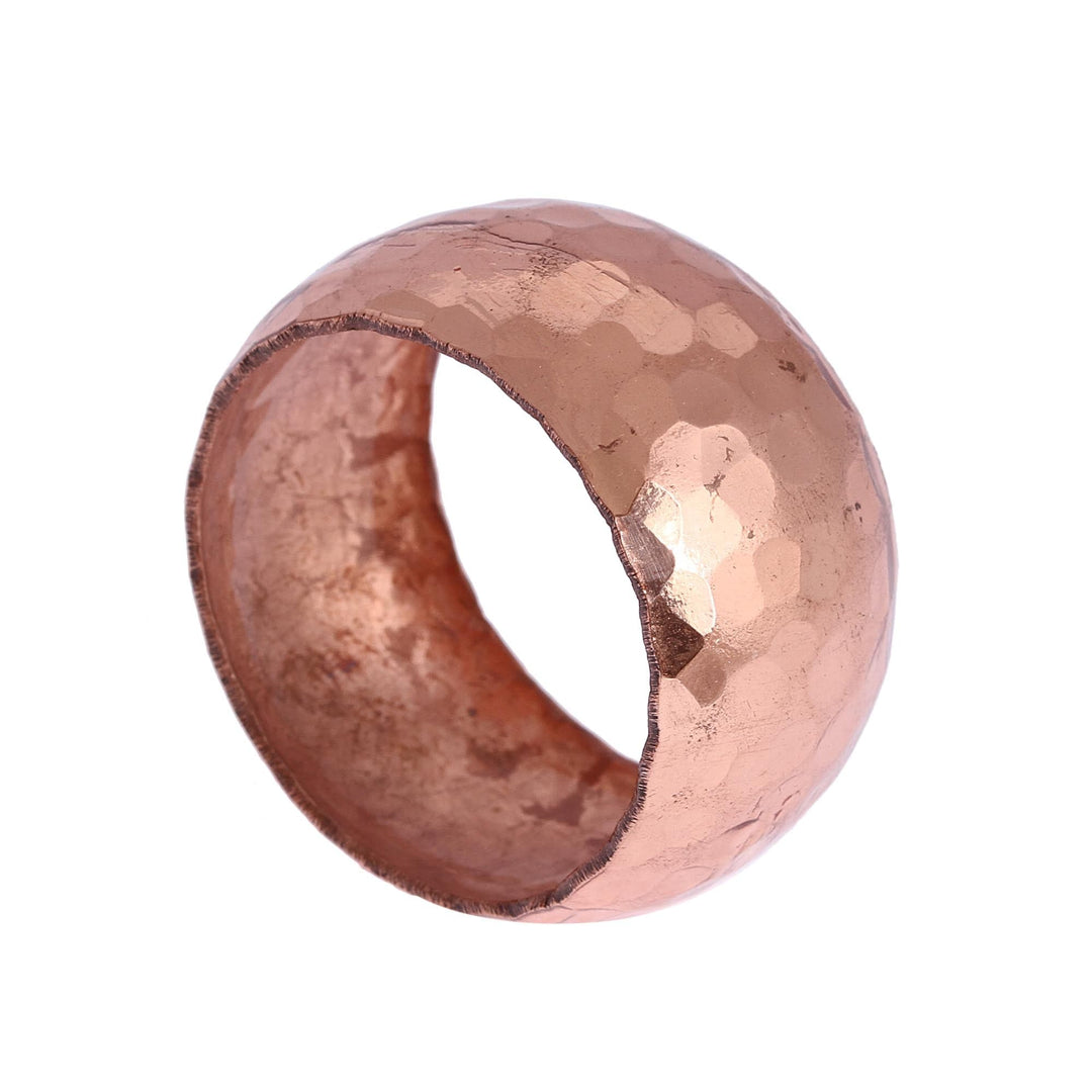 Hammered Copper Napkin Rings - Set of 6 - Bright Sheen