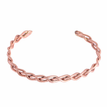 Handcrafted Braided Copper Cuff Bracelet from Mexico - Brilliant Braid