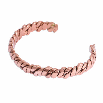 Handcrafted Textured Copper Cuff Bracelet from Mexico - Brilliant Luster