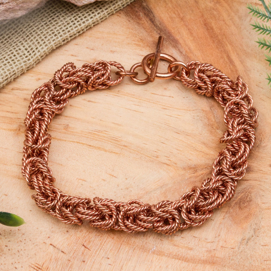 Handcrafted Copper Rope Motif Chain Bracelet - Bright Twist