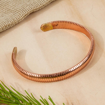 Handcrafted Unisex Upcycled Copper Cuff Bracelet from Mexico - Texture and Shine