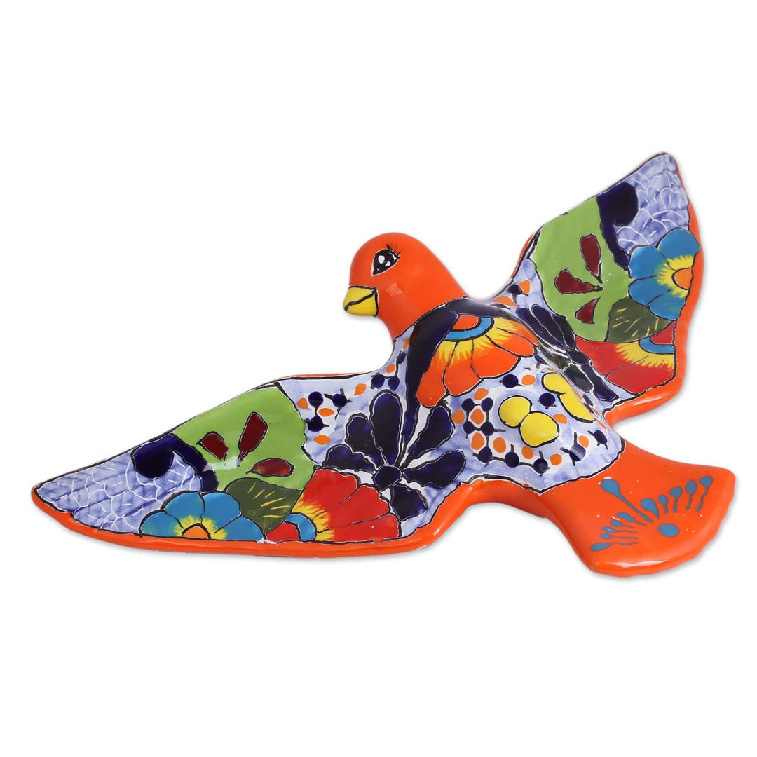 Ceramic Wall Sculpture - Colorful Dove
