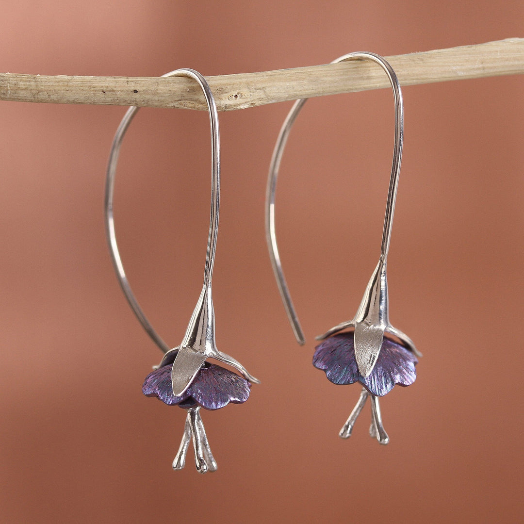 Sterling Silver Drop Earrings - Sleepy Flowers