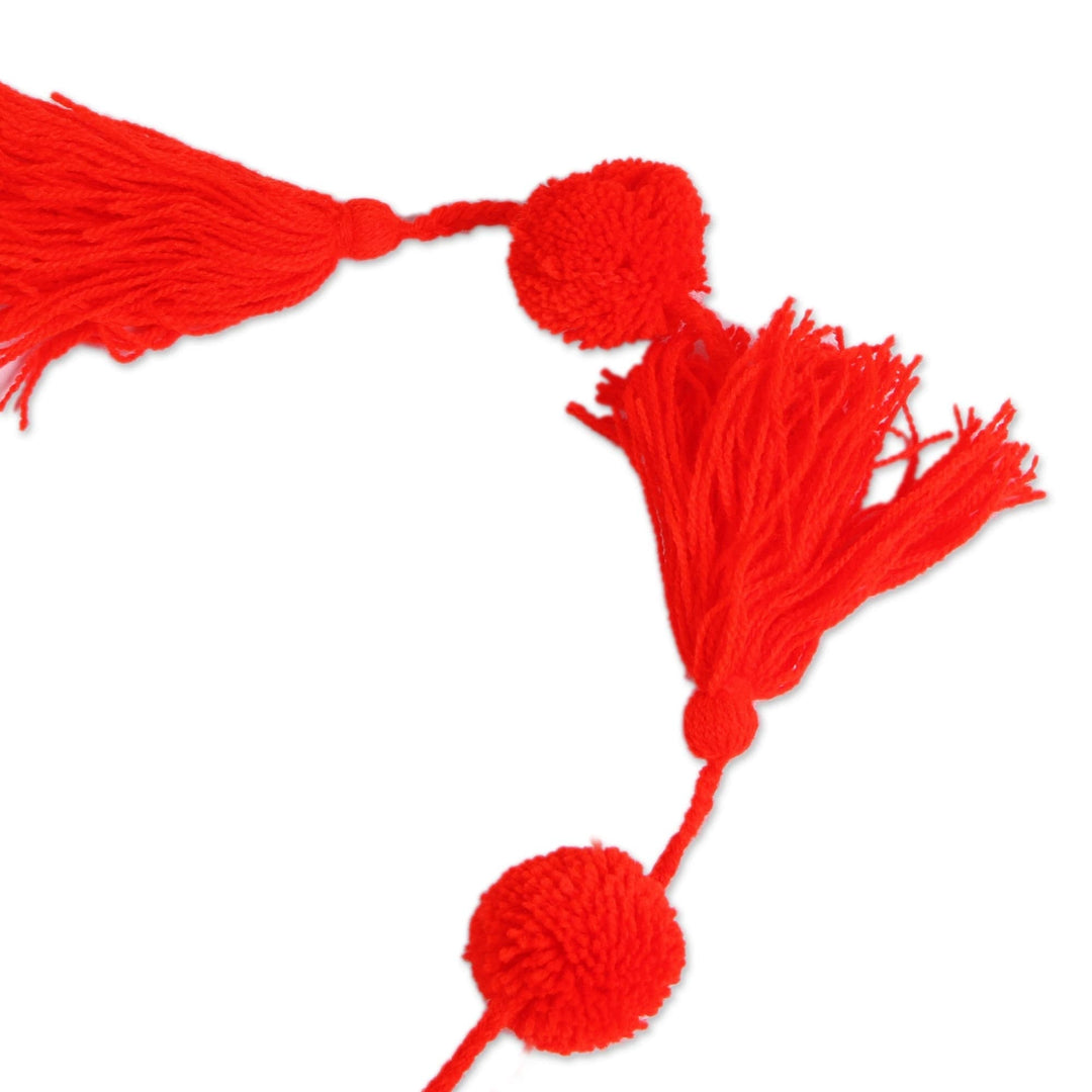 Pompom and Tassel Cotton Garland - Spread the Joy in Poppy Red