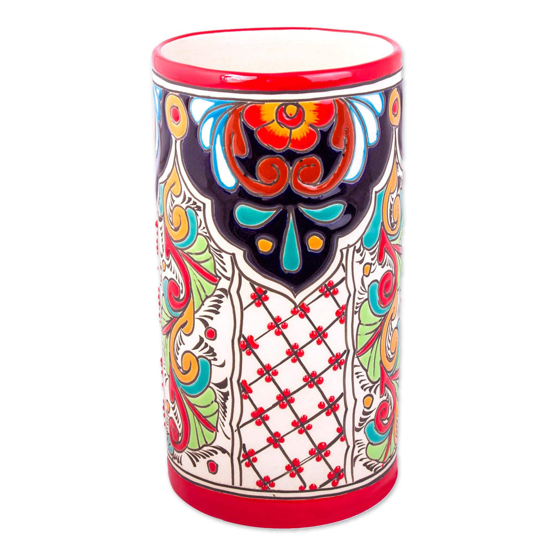 Talavera-Style Ceramic Vase - Spicy Garden