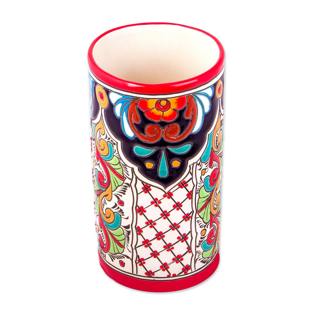 Talavera-Style Ceramic Vase - Spicy Garden