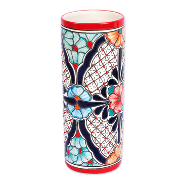 Talavaera-Style Ceramic Vase - Floral Desire