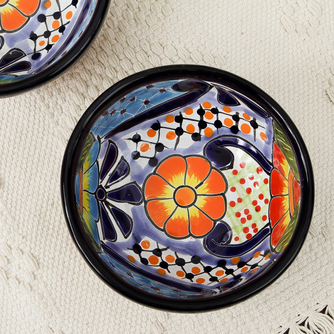 Talavera Ceramic Condiment Bowls (Pair) - Raining Flowers