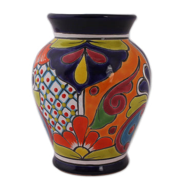 Hand-Painted Talavera-Style Ceramic Vase Crafted in Mexico - Talavera Glory