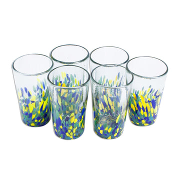 Colorful Recycled Glass Tumblers (16 Oz., Set of 6) - Tropical Confetti