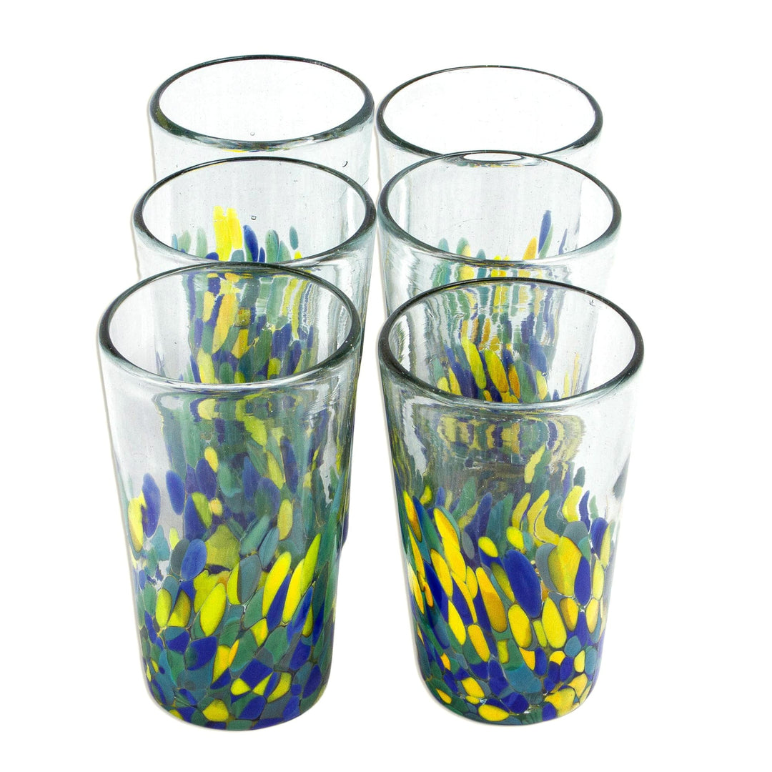 Colorful Recycled Glass Tumblers (16 Oz., Set of 6) - Tropical Confetti