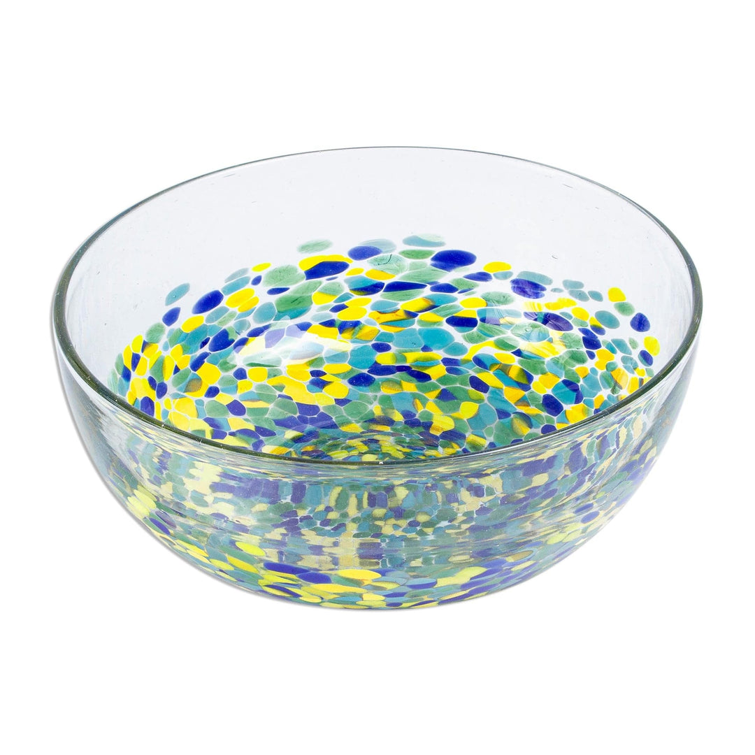 Colorful Recycled Glass Serving Bowl - Tropical Confetti