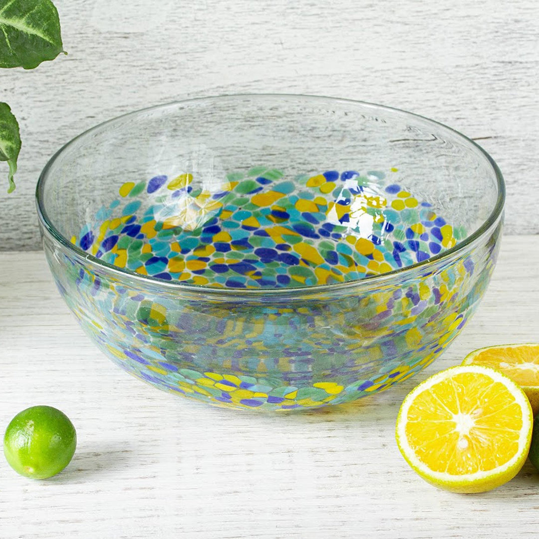 Colorful Recycled Glass Serving Bowl - Tropical Confetti