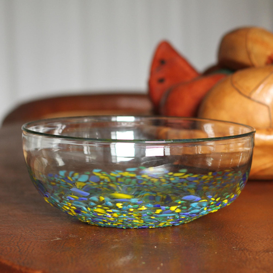 Colorful Recycled Glass Serving Bowl - Tropical Confetti