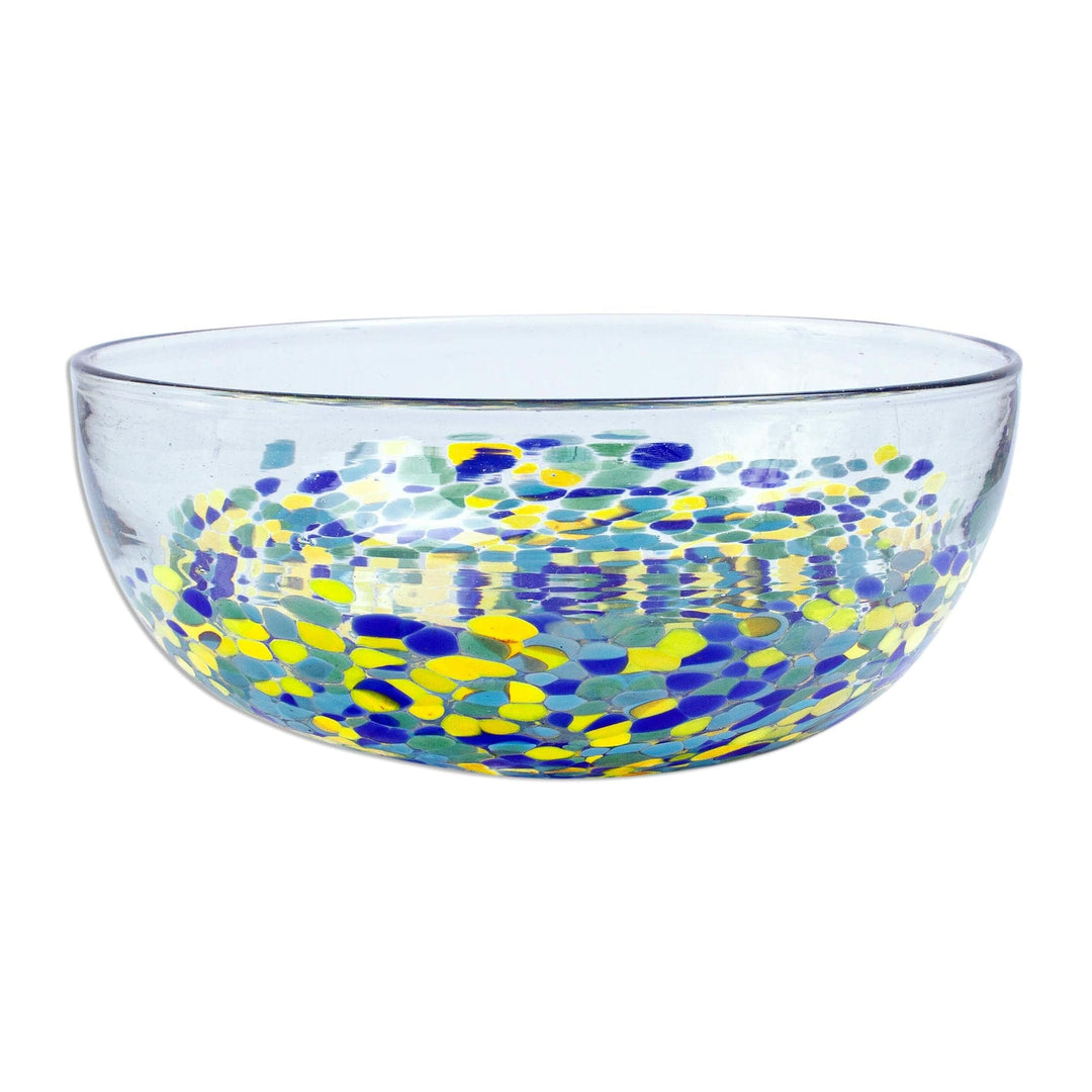 Colorful Recycled Glass Serving Bowl - Tropical Confetti