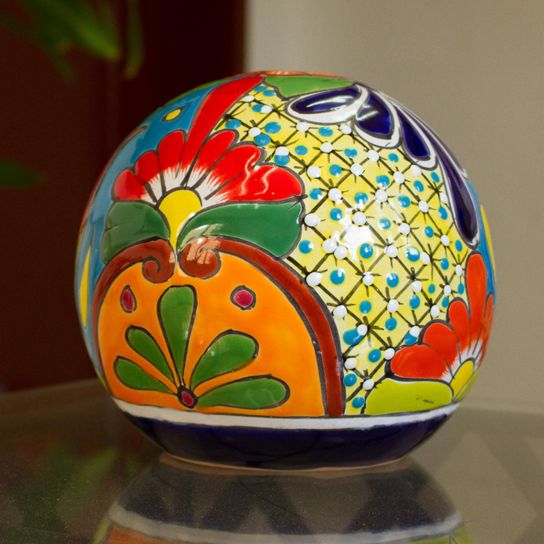 Talavera-Style Ceramic Decorative Figurine - Talavera Orb