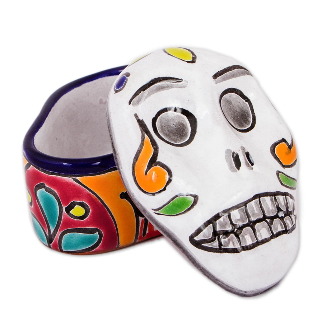 Talavera-Style Ceramic Decorative Box - Calavera Keeper