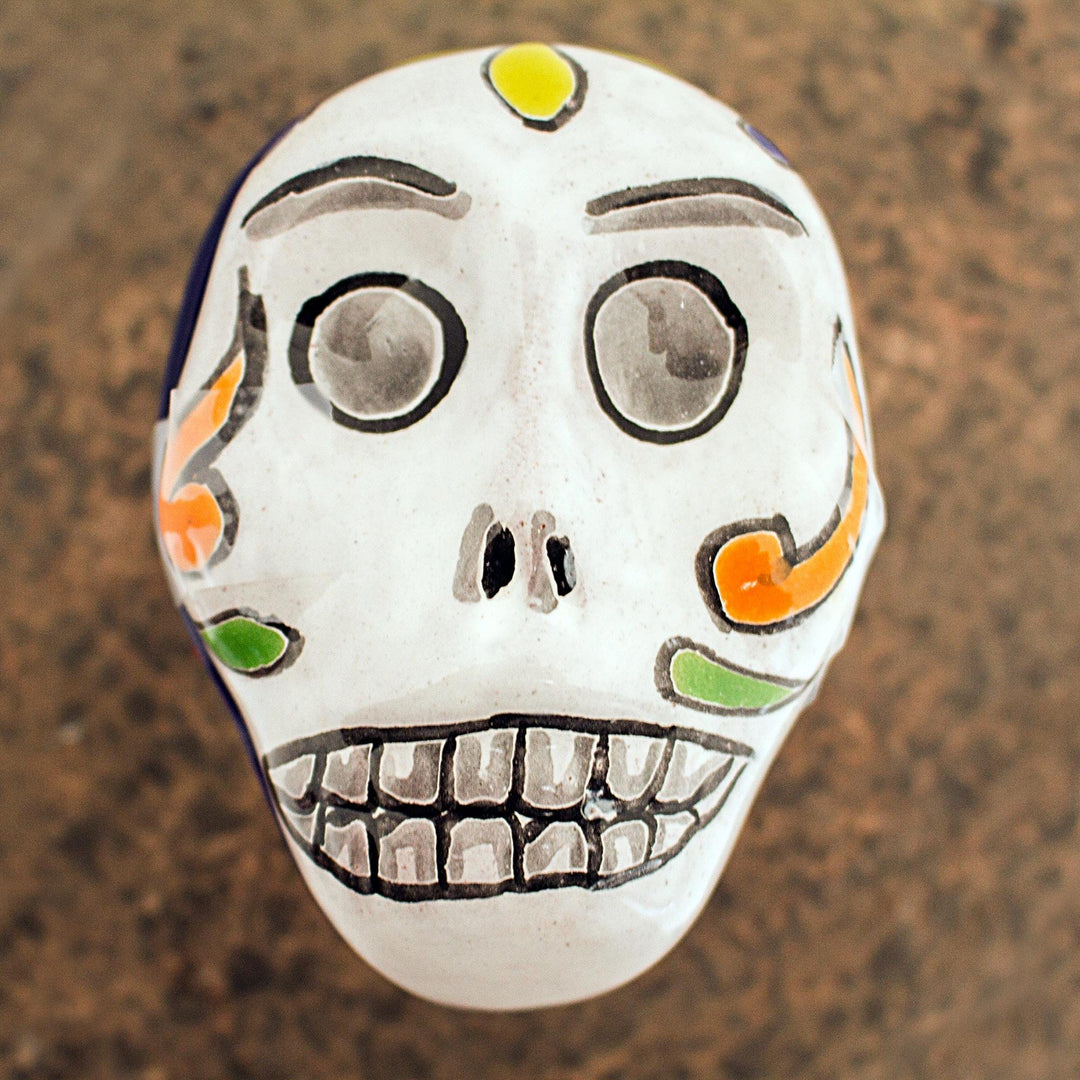 Talavera-Style Ceramic Decorative Box - Calavera Keeper