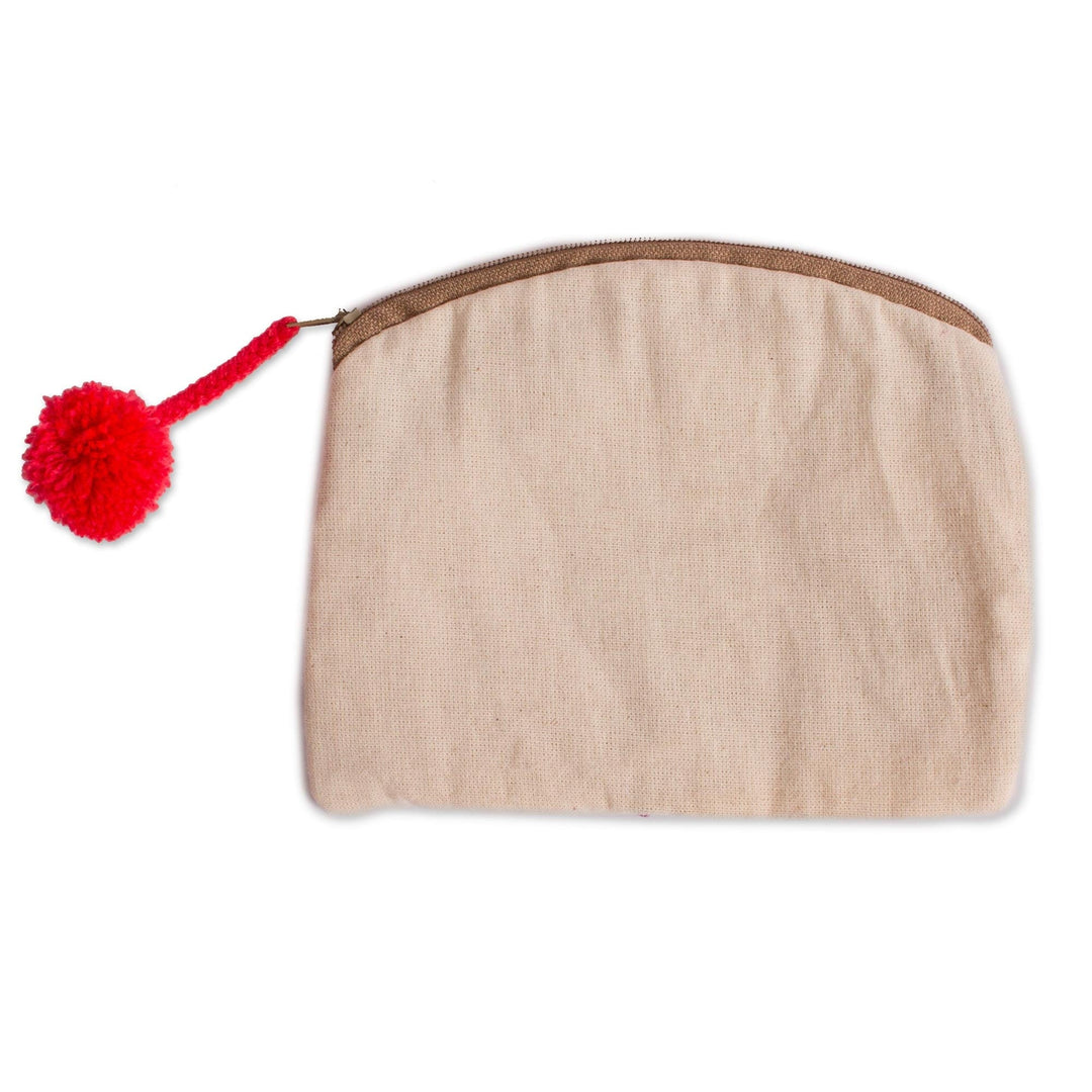 Embroidered Cotton Clutch - Ivory Garden