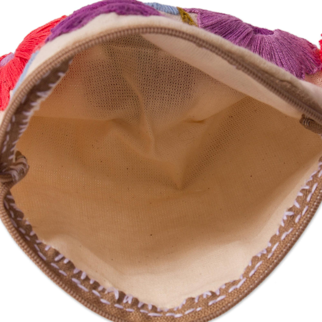 Embroidered Cotton Clutch - Ivory Garden