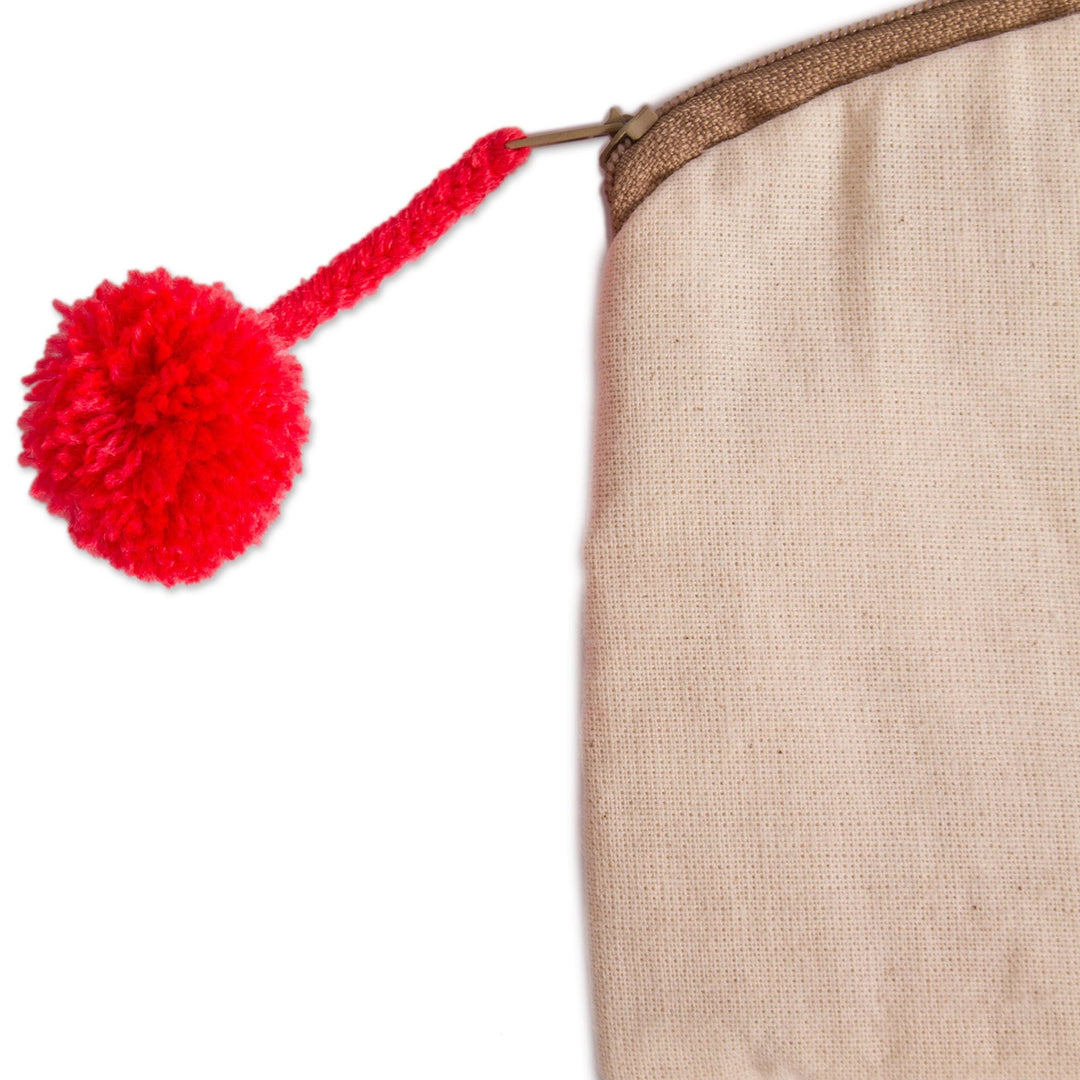 Embroidered Cotton Clutch - Ivory Garden