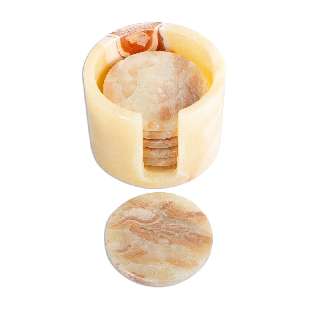 Handmade Onyx Coasters from Mexico (Set of 6) - Elegant Earth