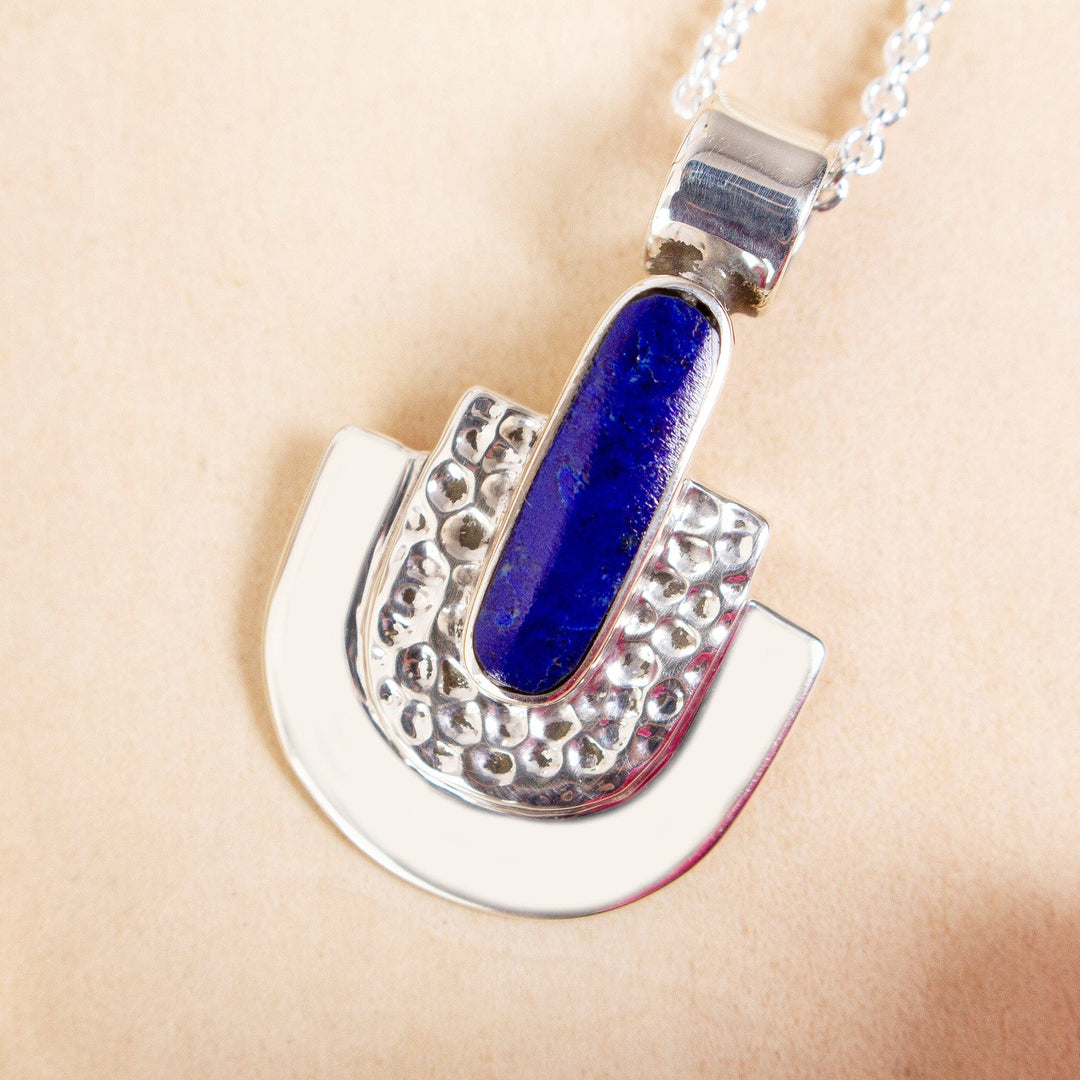 Lapis Lazuli Pendant Necklace - Huipil Style