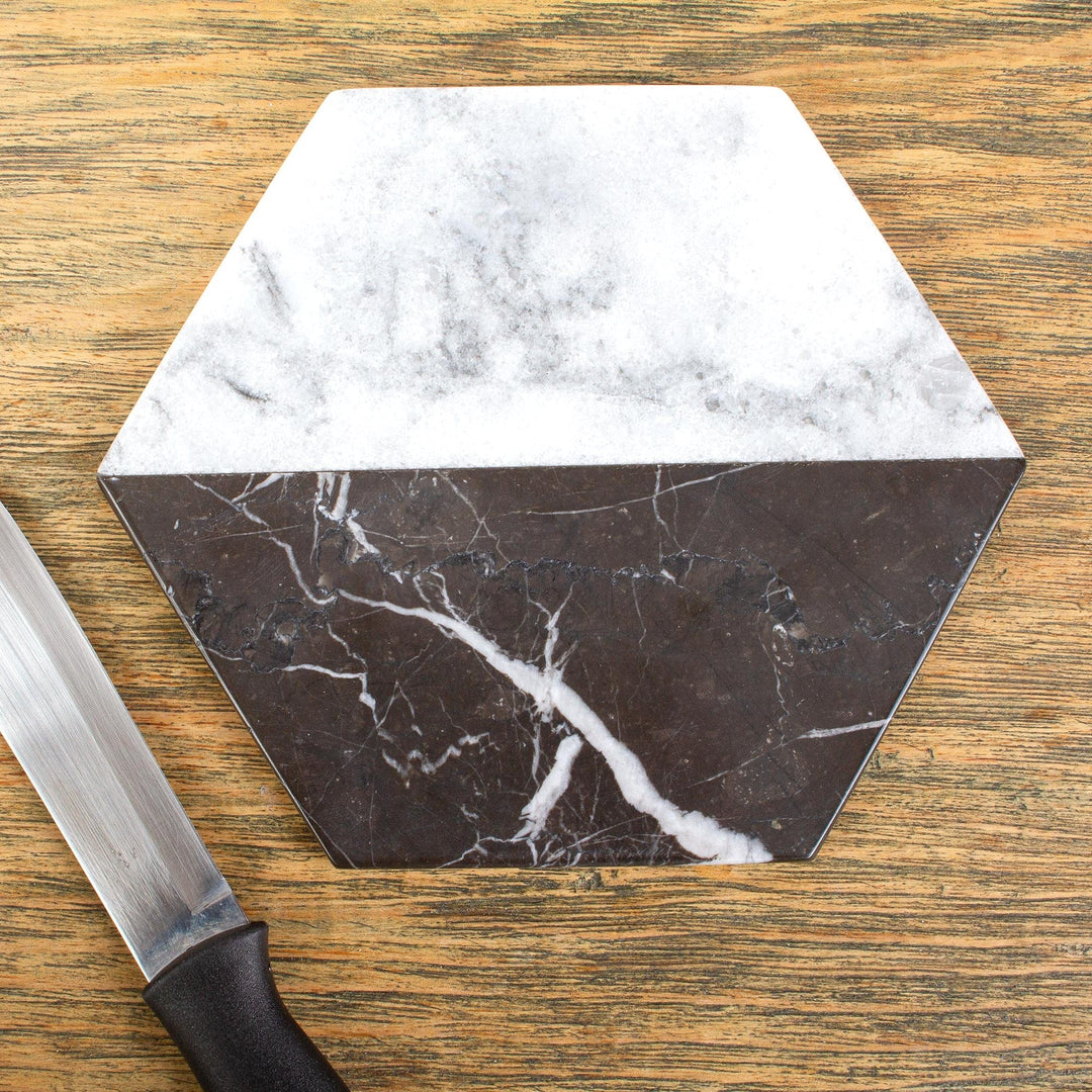Artisan Crafted Marble Cheese Board in Black and White - Opposites Attract