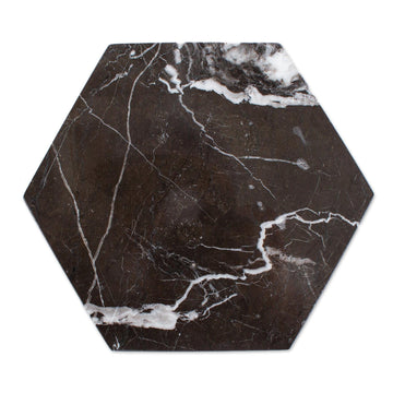 Black Marble Cheese or Chopping Board - Hexagon in Black
