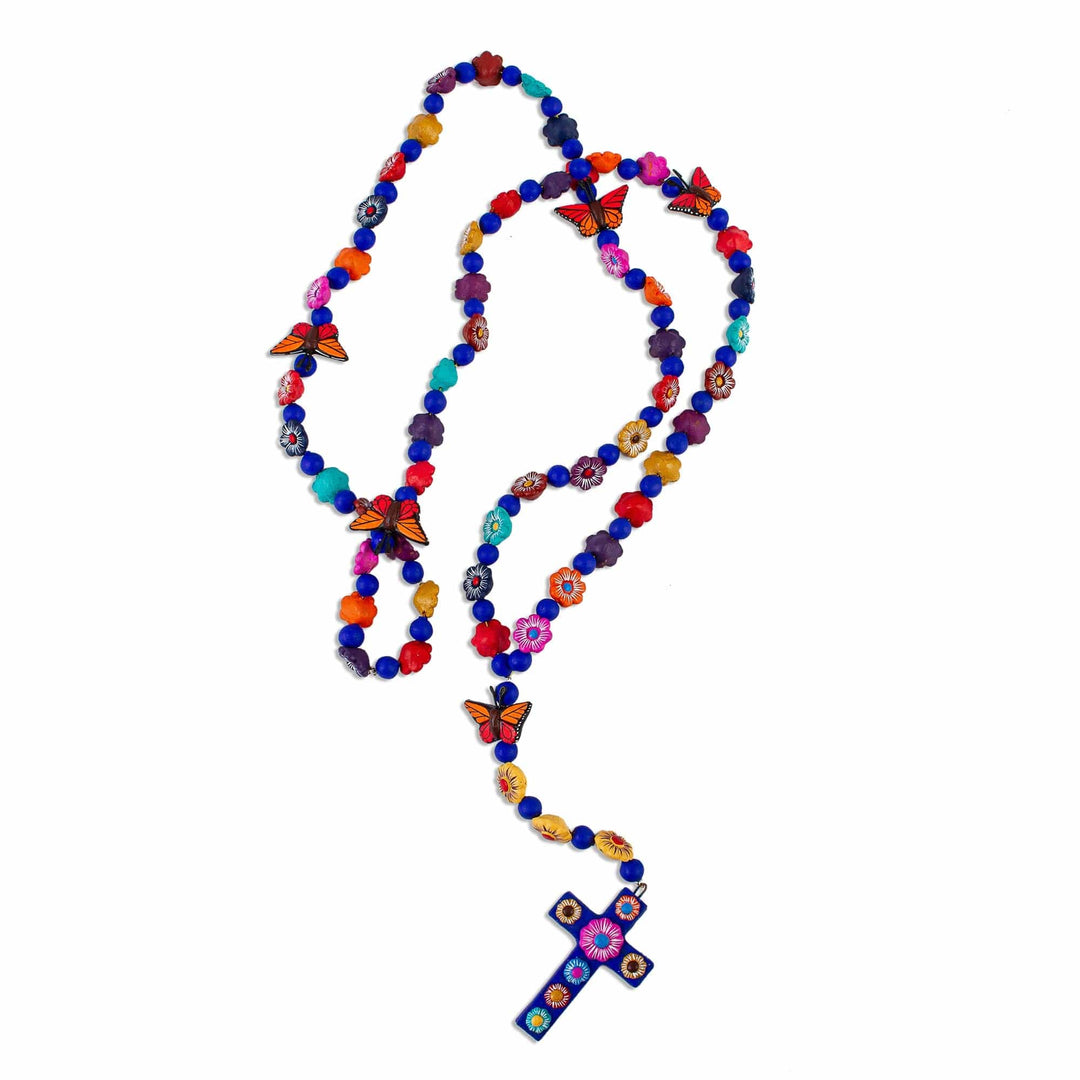 Decorative Floral Ceramic Rosary and Box - Rosary of Flowers